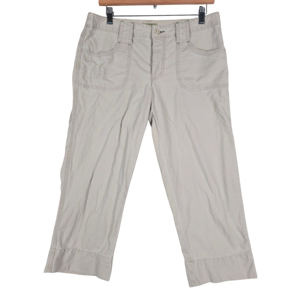 American‎ Eagle Outfitters Khaki Cotton Cropped Utility Pants Size 8 Button Fly